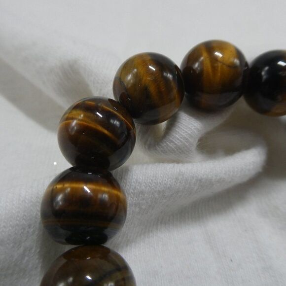Tiger Eye Genuine Stone Round Beaded Bracelet - Picture 2 of 6